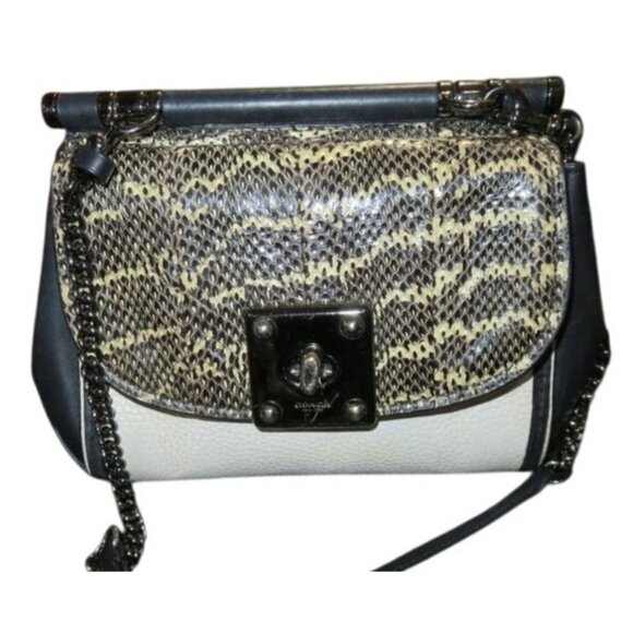 Coach Color block Exotic Python Snakeskin Leather Drifter Chain Crossbody Strap - Picture 1 of 10